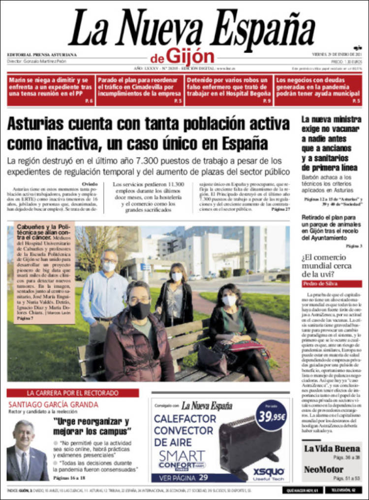 Portada de La Nueva España - Gijón (Espa&ntilde;a)