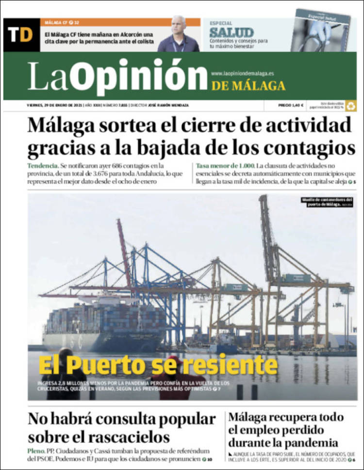 Portada de La Opinión de Málaga (Espa&ntilde;a)