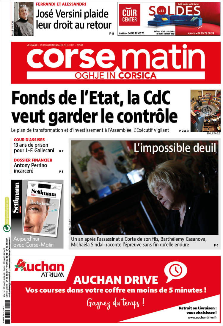 Portada de Corse-Matin (Francia)