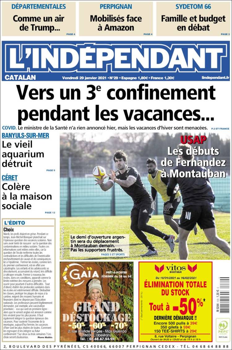 Portada de Le Indépendant (Francia)