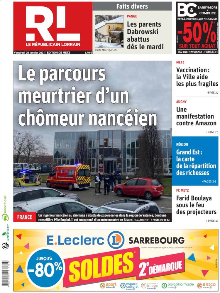 Portada de Le Republicain Lorrain (France)