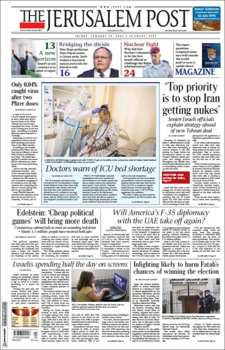 Portada de The Jerusalem Post (Israel)