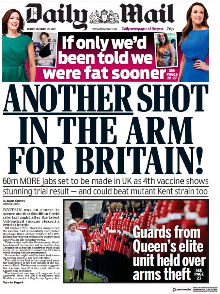 Portada de Daily Mail (Reino Unido)