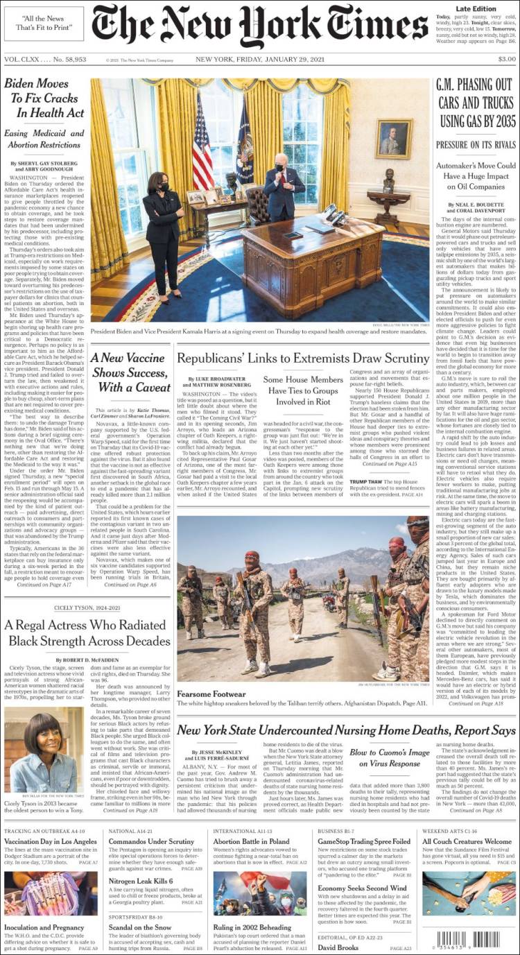 Portada de New York Times (USA)