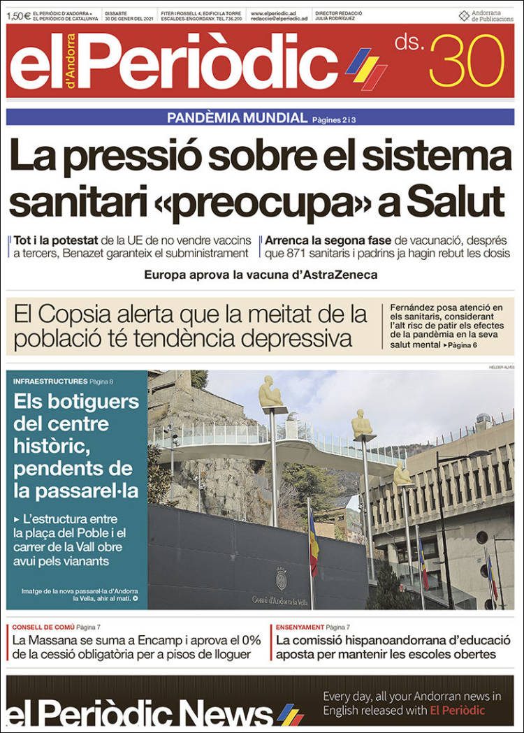 Portada de El Periòdic d'Andorra (Andorra)