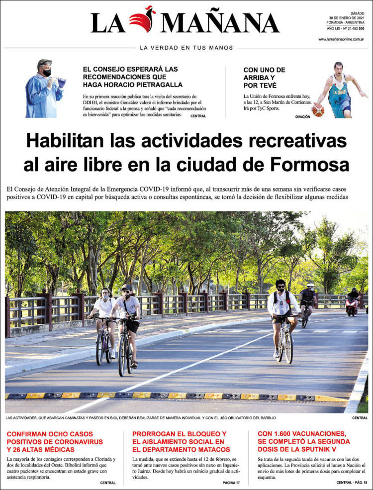 Portada de Diario La Mañana (Argentina)