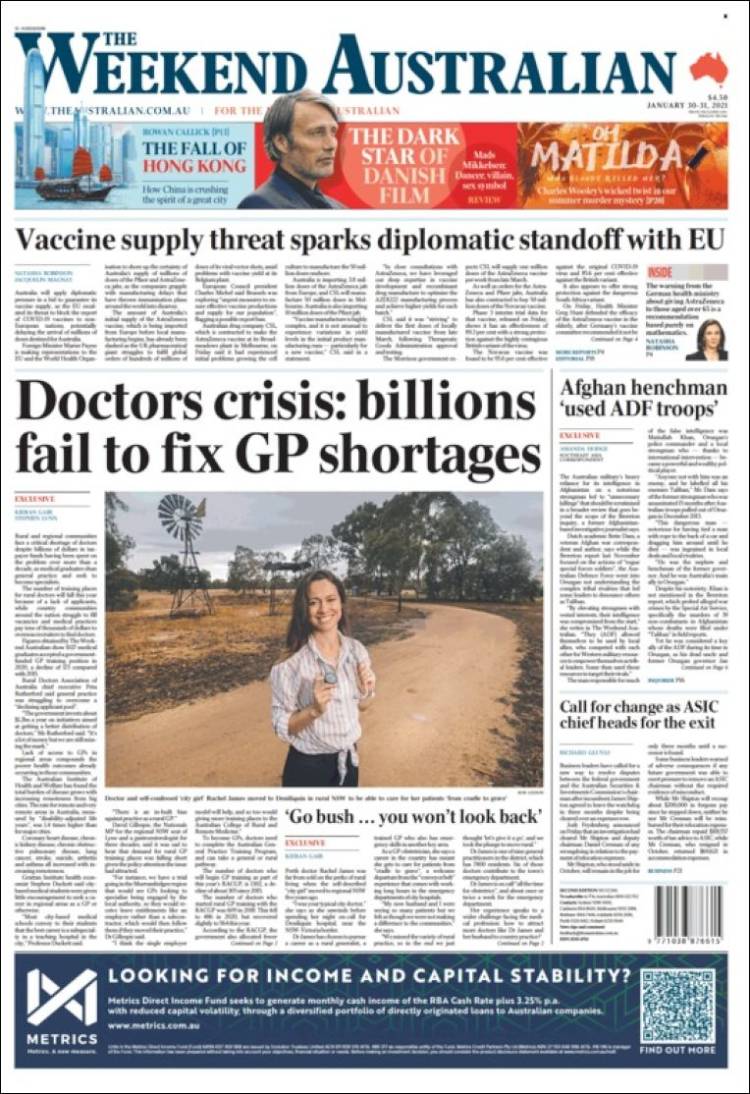 Portada de The Australian (Australia)