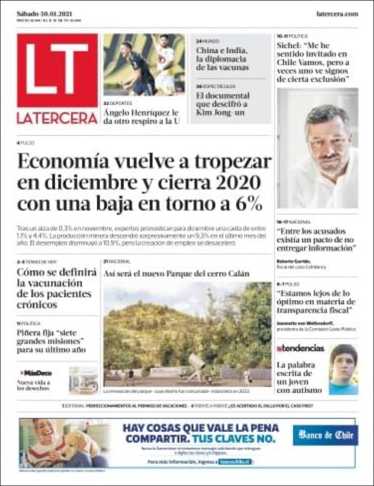 Portada de La Tercera (Chile)