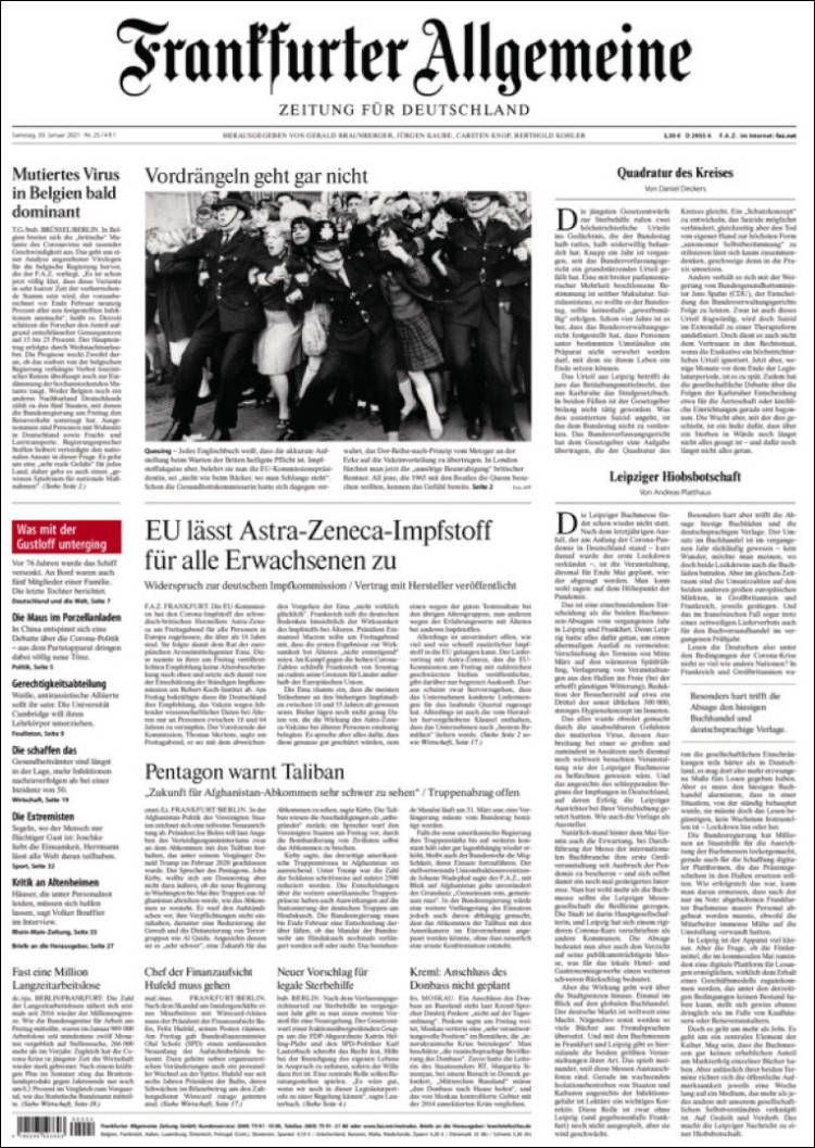 Portada de Frankfurter Allgemeine (Alemania)