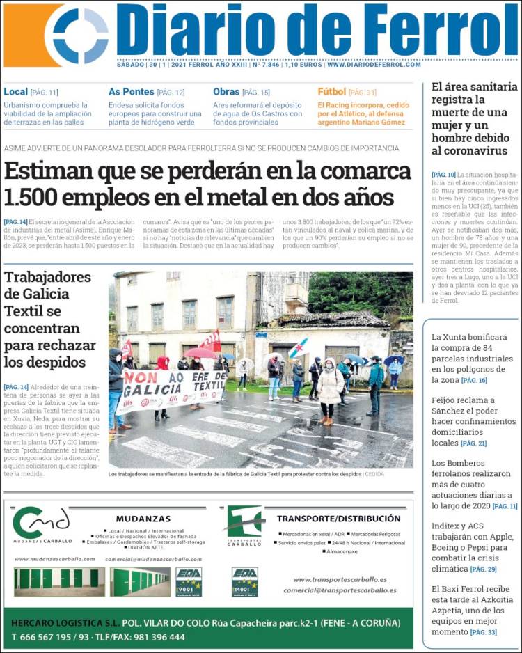 Portada de Diario de Ferrol (España)