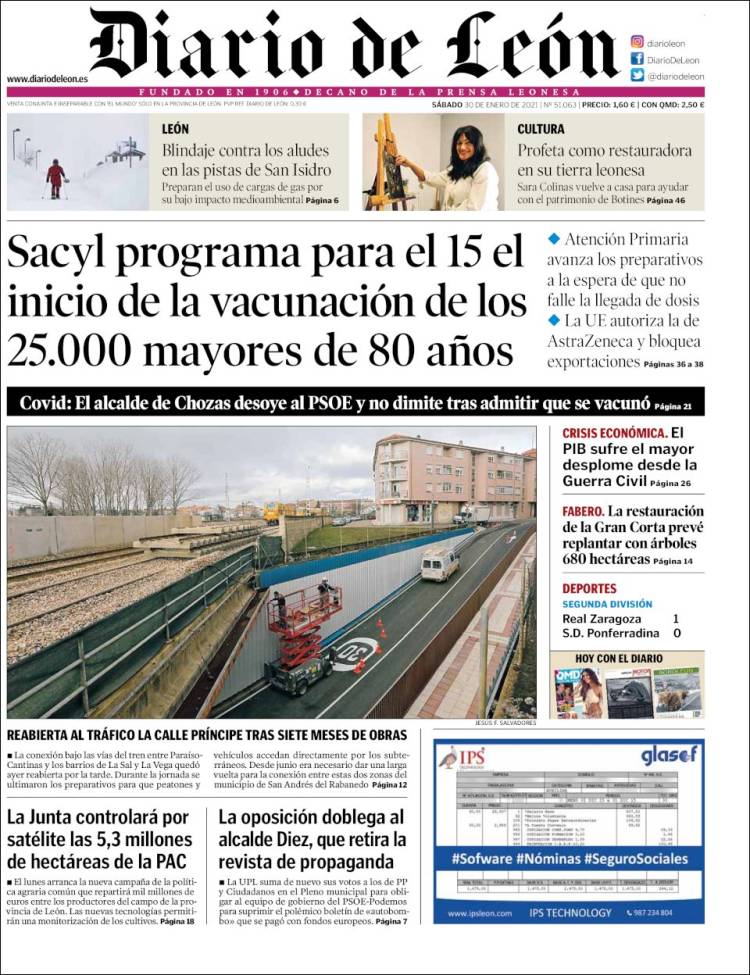 Portada de Diario de León (España)