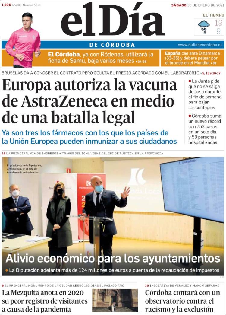 Portada de El Día de Córdoba (España)