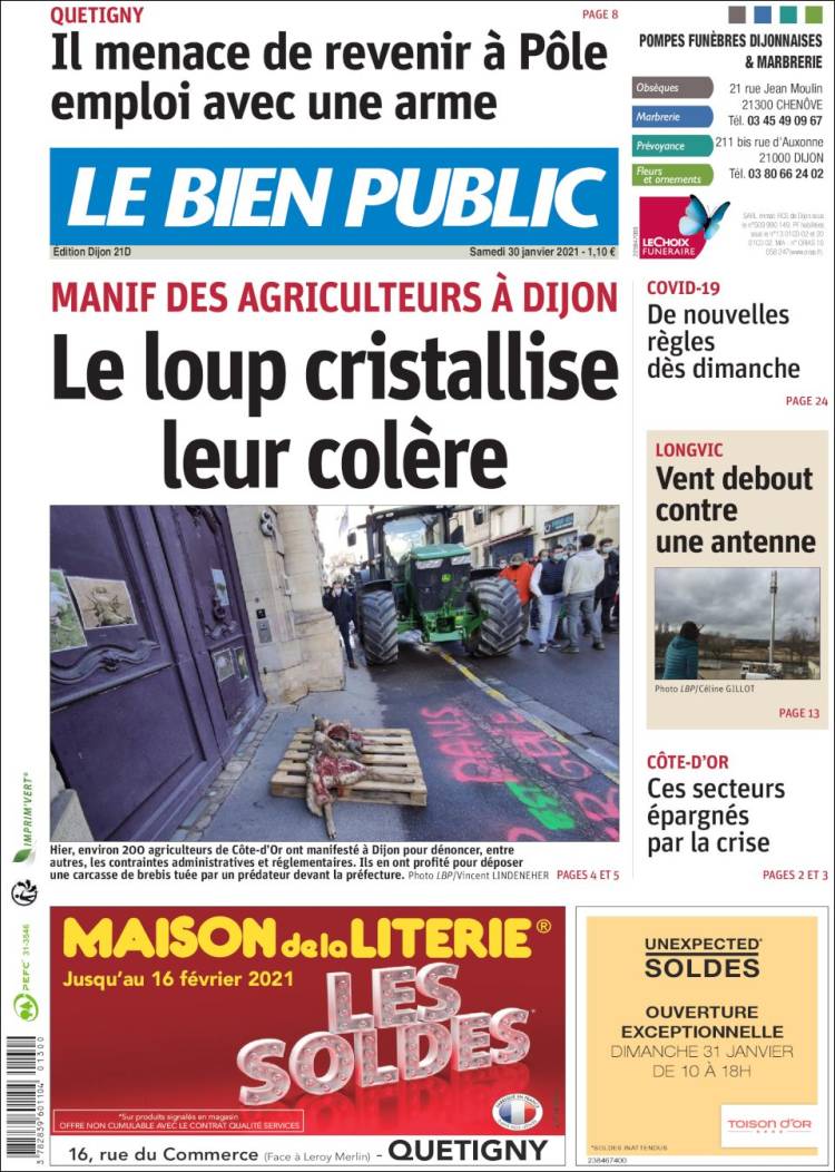 Portada de Le Bien Public (Francia)