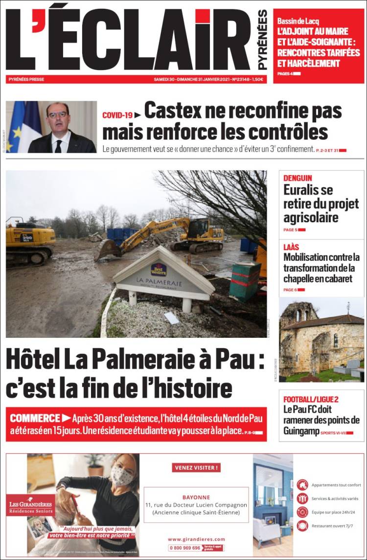 Portada de L'Eclair des Pyrénées (Francia)