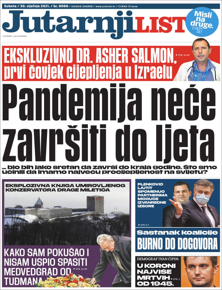 Portada de Jutarnji List (Croacia)