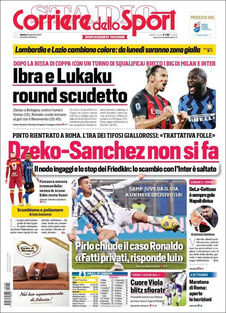 Portada de Corriere dello Sport (Italia)