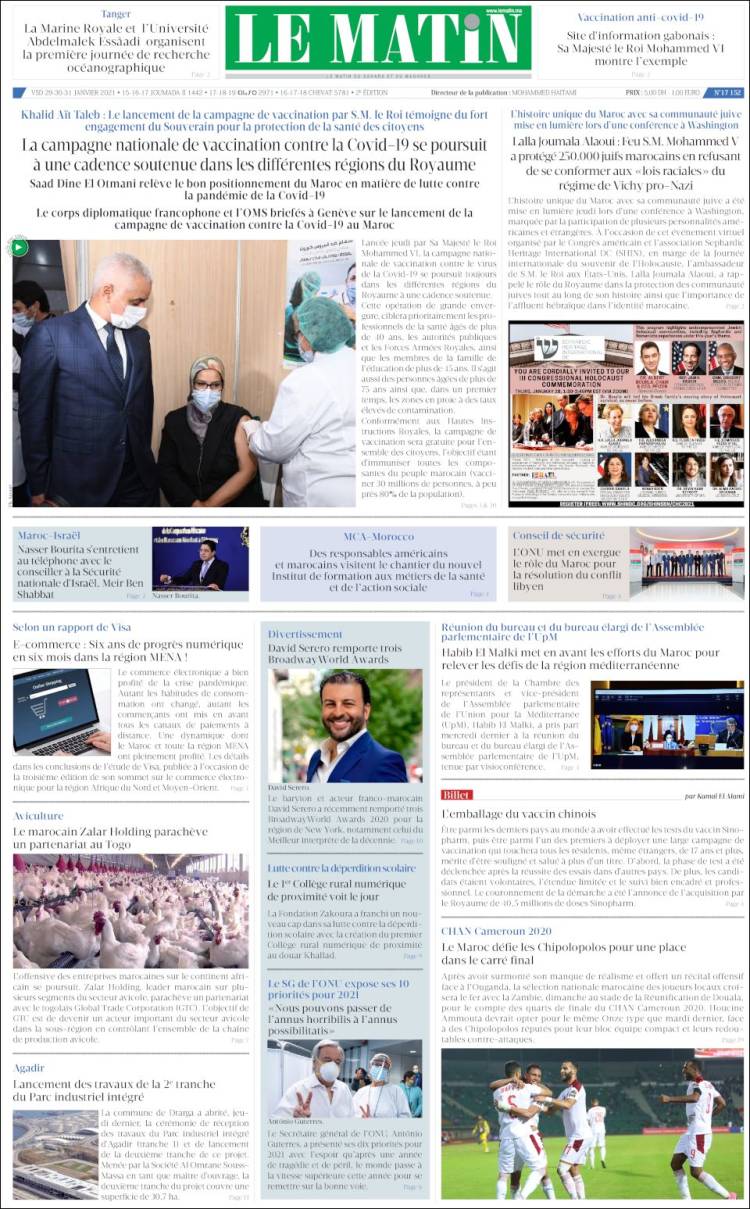 Portada de Le Matin (Marruecos)