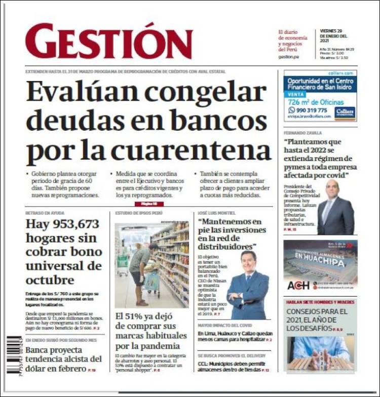 Portada de Diario Gestión (Per&uacute;)