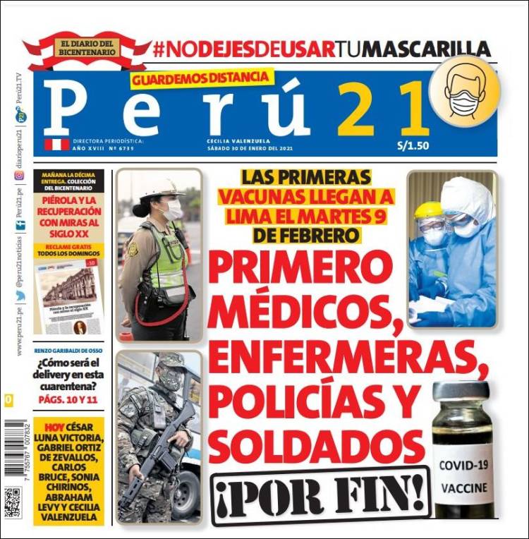 Portada de Perú 21 (Per&uacute;)