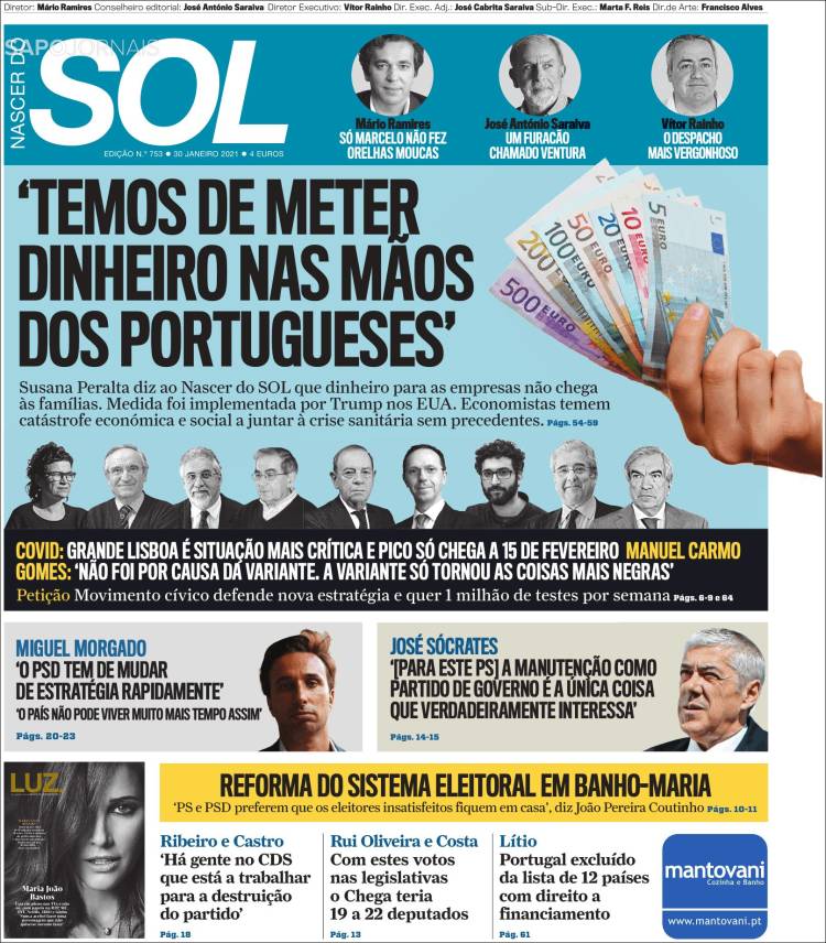 Portada de Jornal Sol (Portugal)