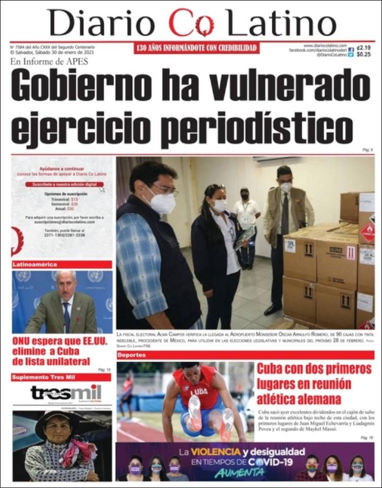 Portada de Diario Co Latino (El Salvador)