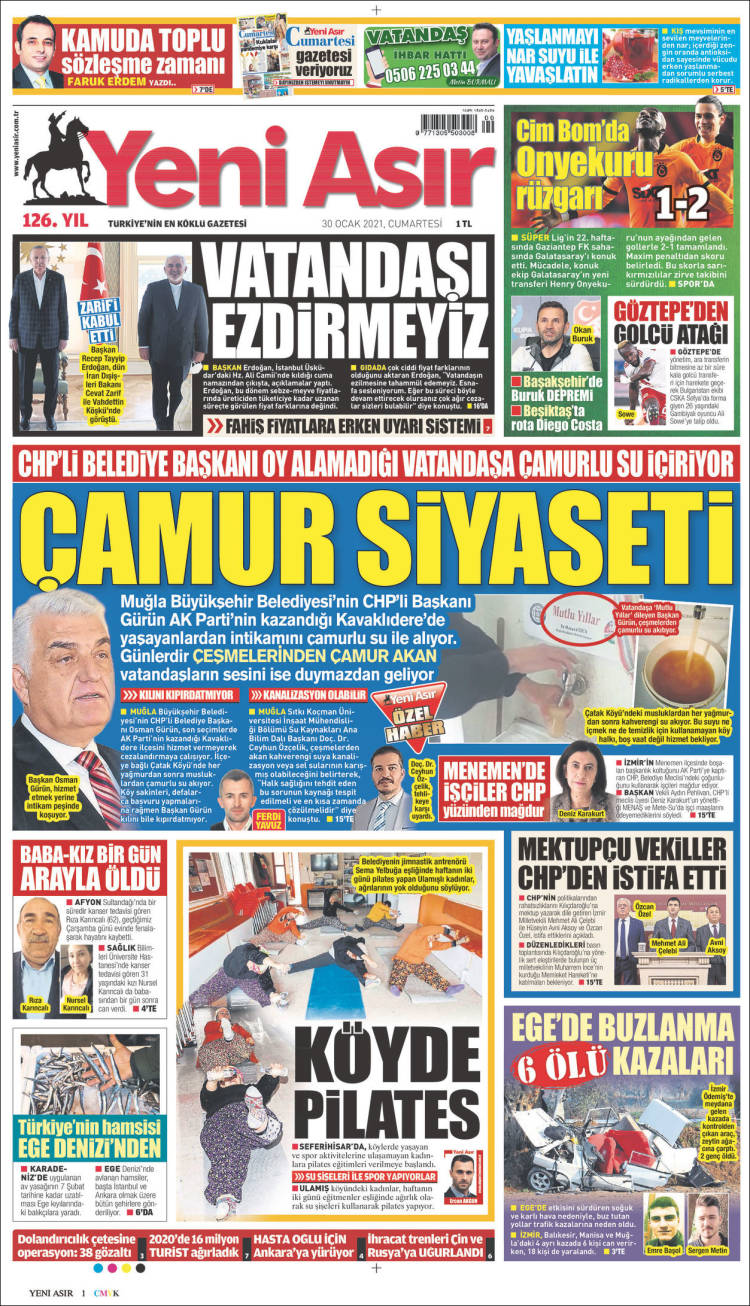 Portada de Yeni Asır (Turqu&iacute;a)