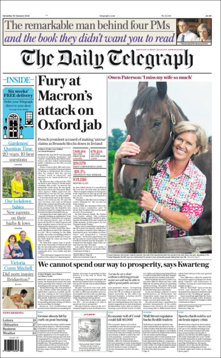 Portada de Daily Telegraph (Reino Unido)