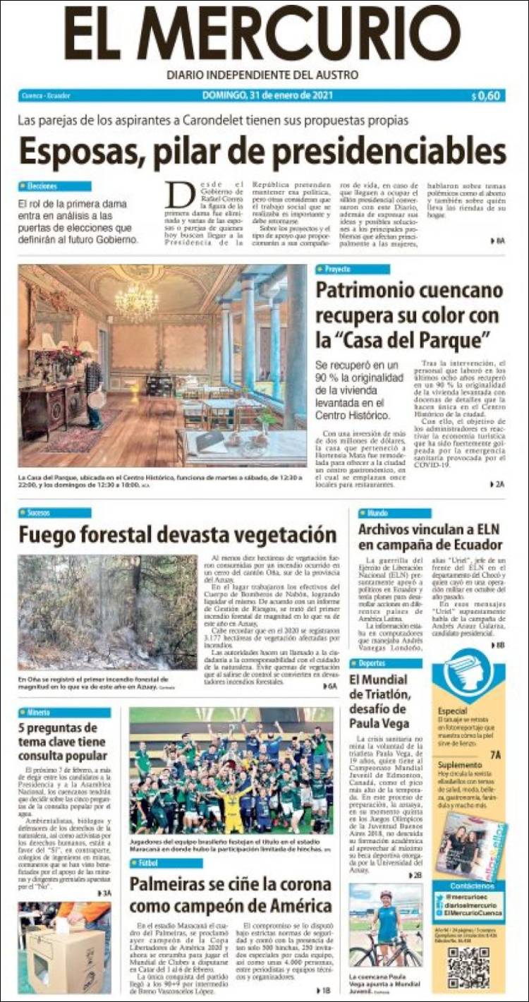 Portada de Diario El Mercurio (Ecuador)