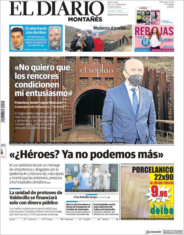 Portada de El Diario Montañés (Espagne)