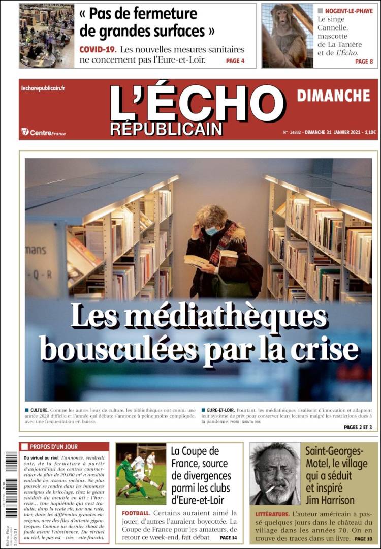 Portada de L'Echo Républicain (Francia)