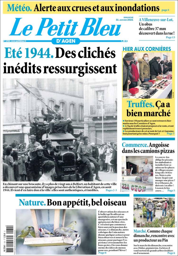 Portada de Le Petit Bleu (Francia)