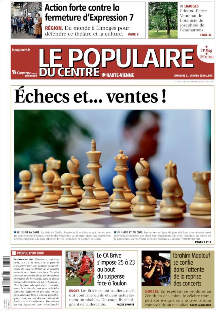 Portada de Le Populaire du Centre (Francia)