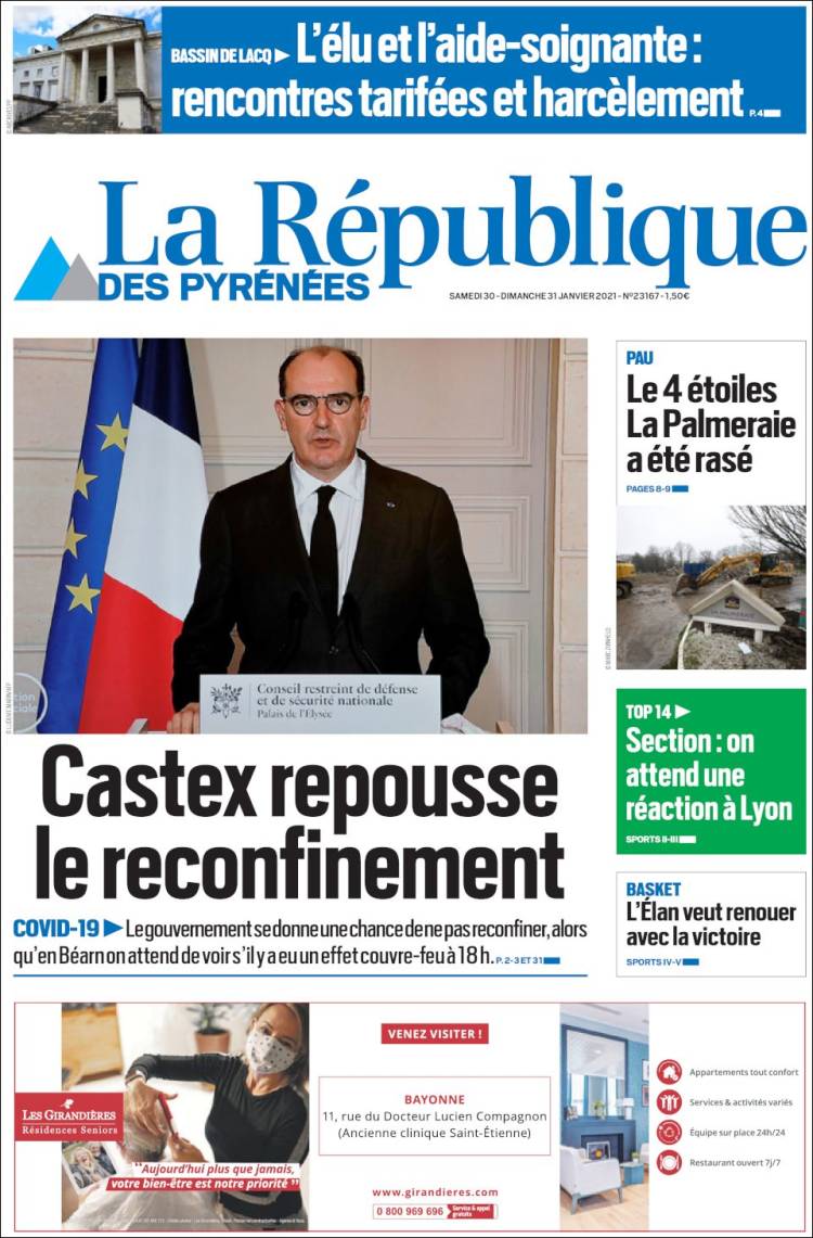 Portada de La République des Pyrénées (Francia)