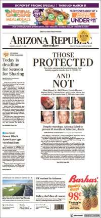 Portada de Arizona Republic News (USA)