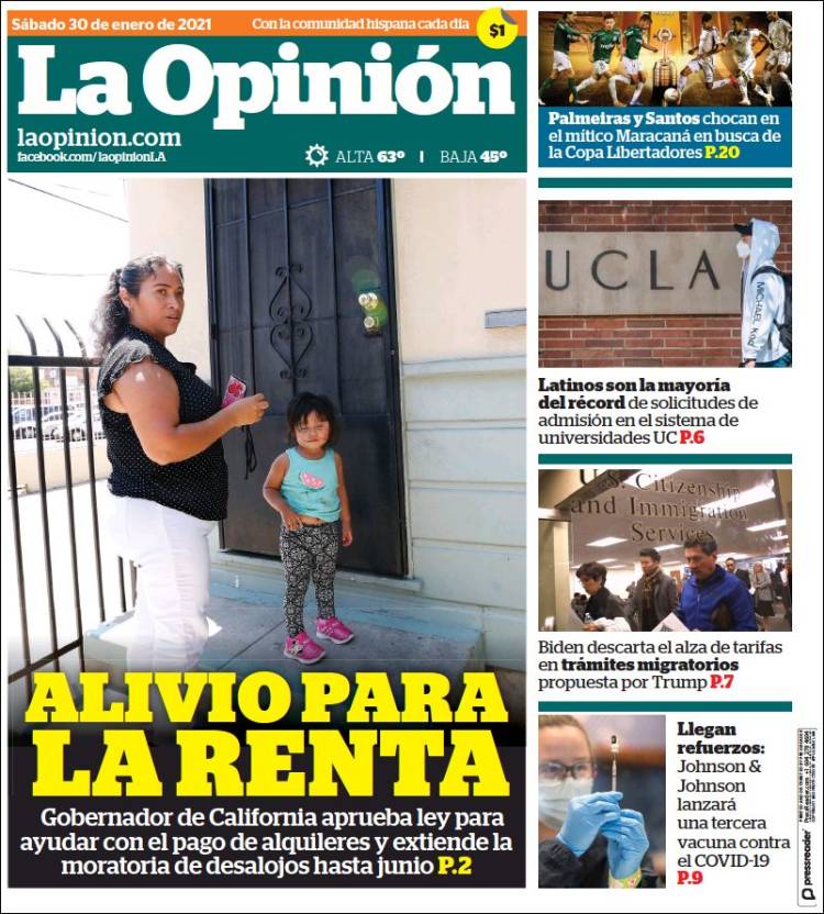 Portada de La Opinión (États-Unis)