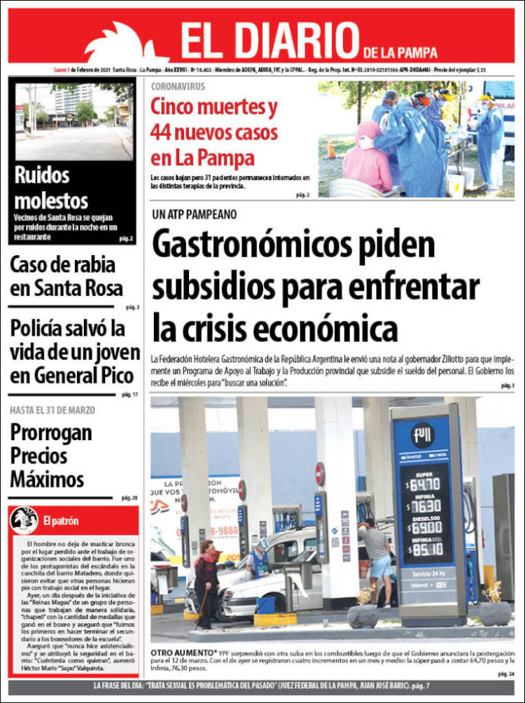 Portada de Diario de La Pampa (Argentina)
