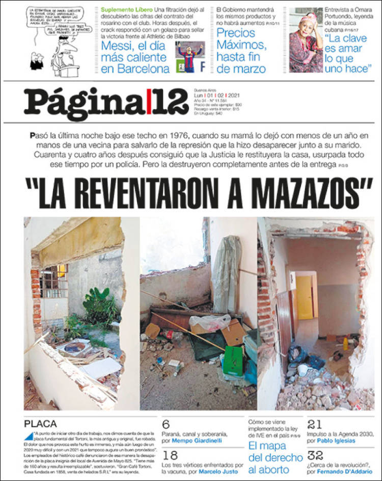 Portada de Página/12 (Argentina)