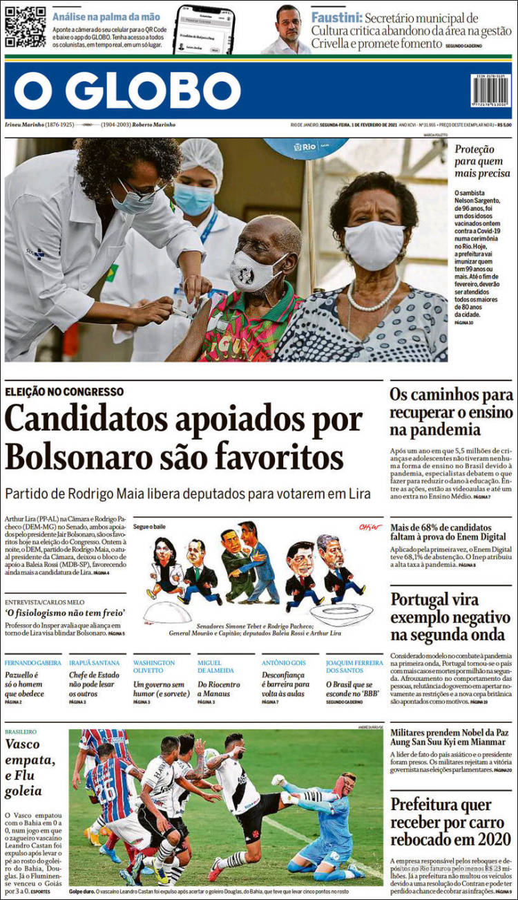 Portada de O Globo (Brasil)
