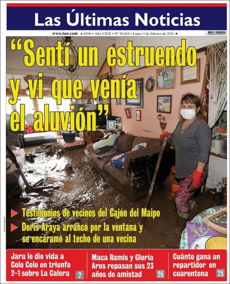 Portada de Las Últimas Noticias (Chile)