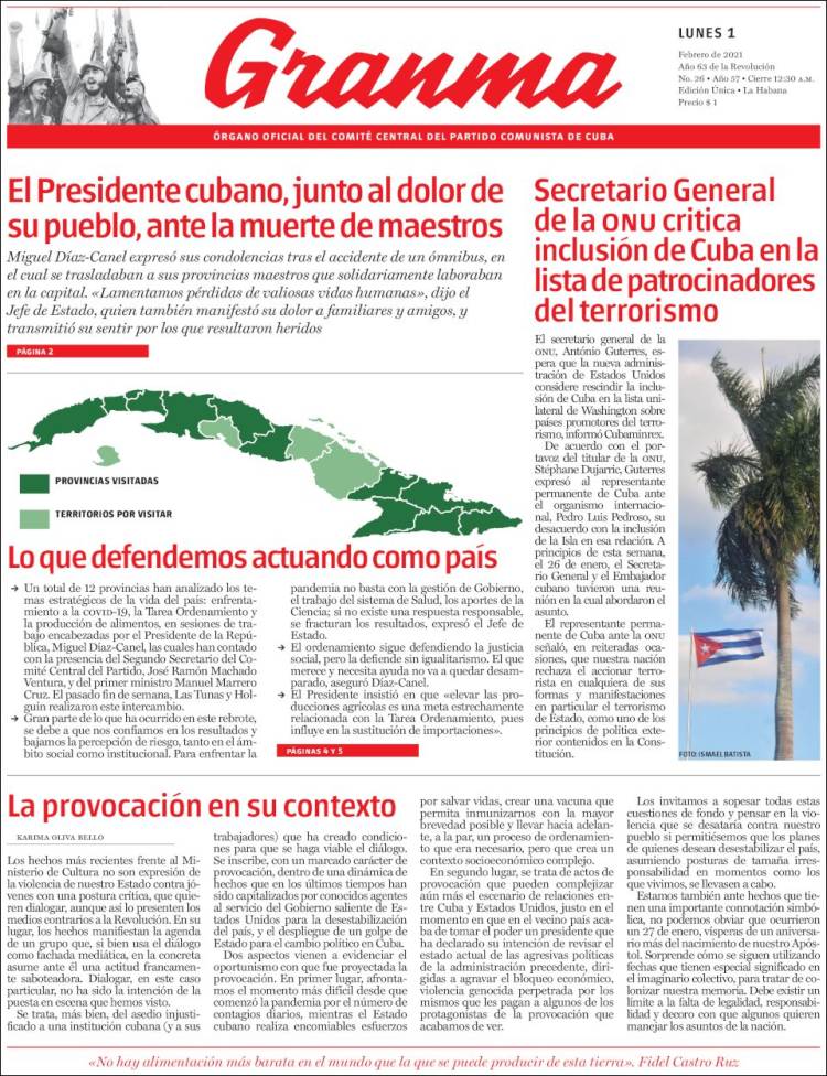 Portada de Granma (Cuba)