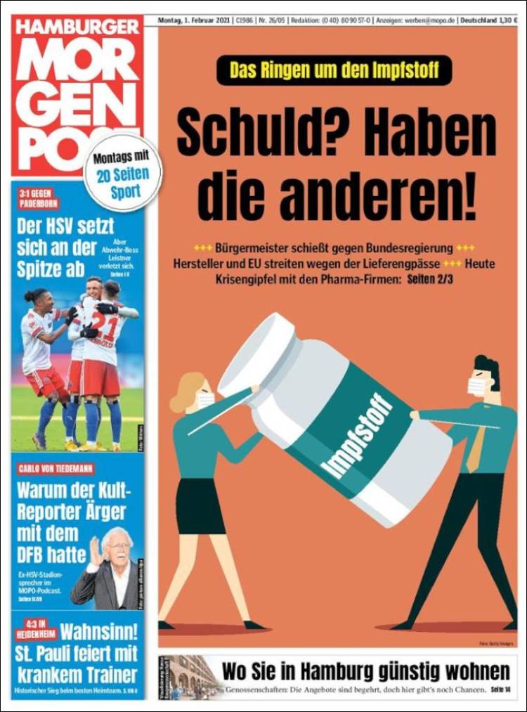 Portada de Hamburger Morgenpost  (Alemania)