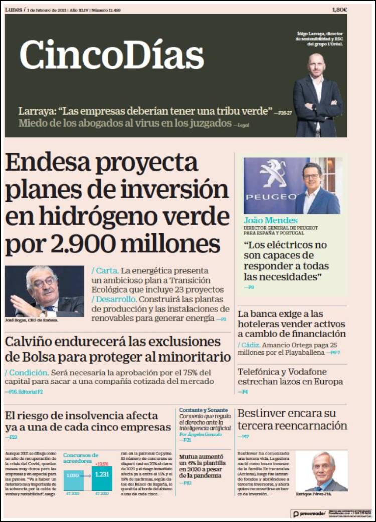 Portada de Cinco Días (Espa&ntilde;a)