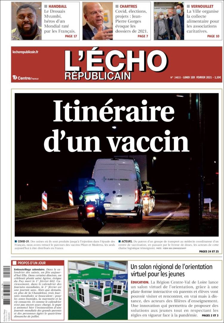 Portada de L'Echo Républicain (Francia)