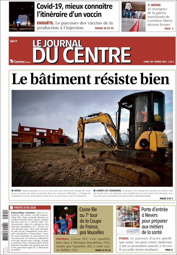 Portada de Le Journal du Centre (Francia)