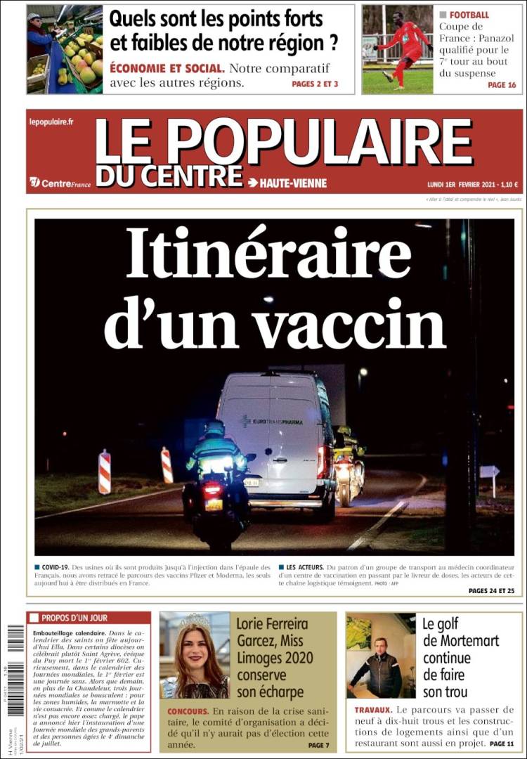 Portada de Le Populaire du Centre (Francia)