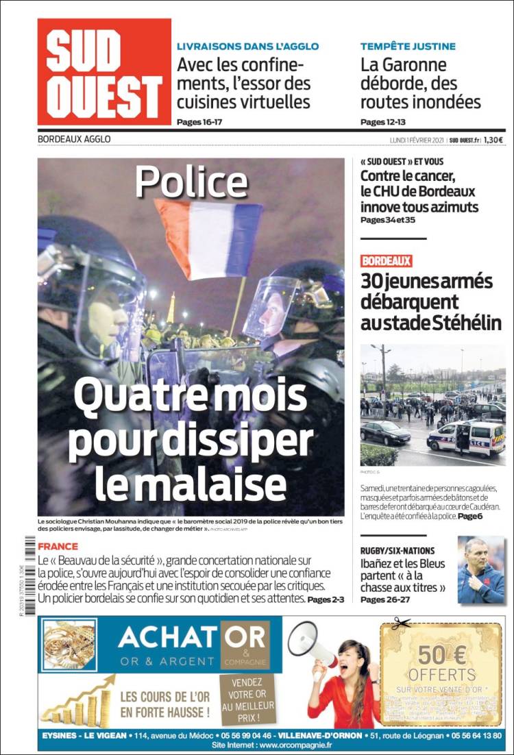 Portada de Sud Ouest (Francia)