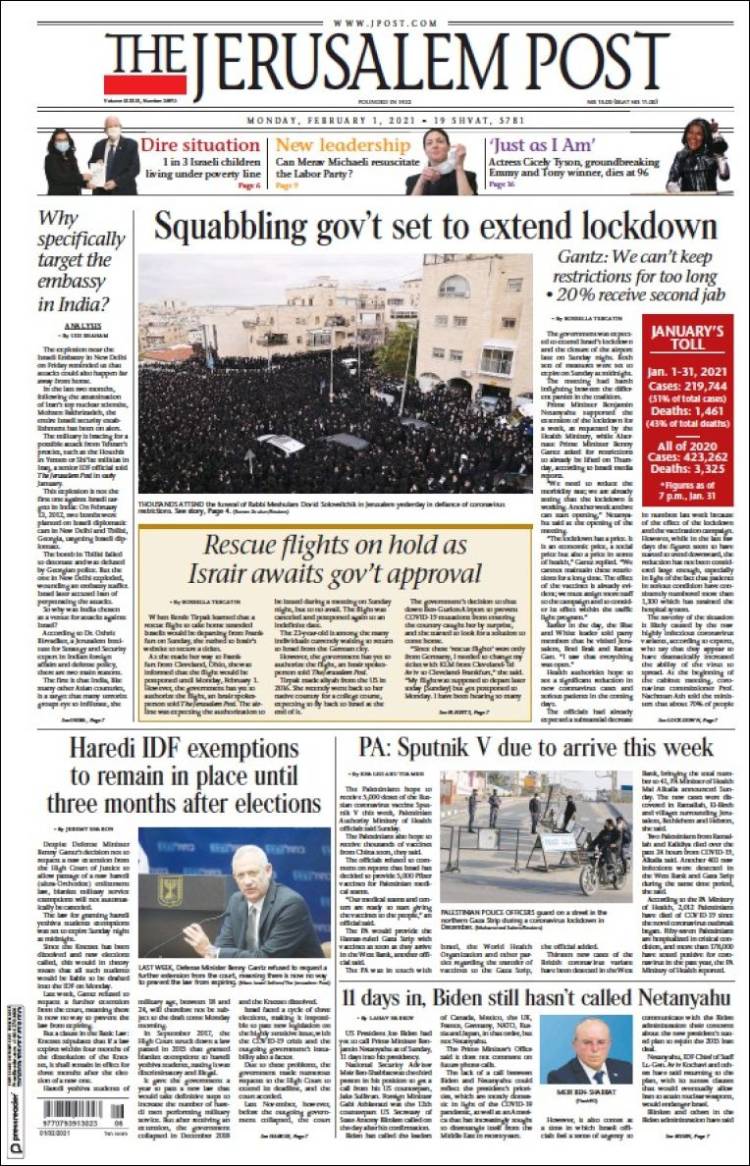 Portada de The Jerusalem Post (Israel)