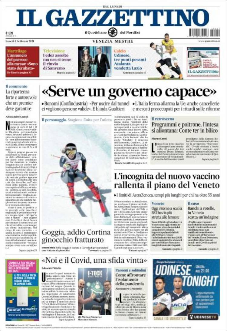 Portada de Il Gazzettino (Italie)