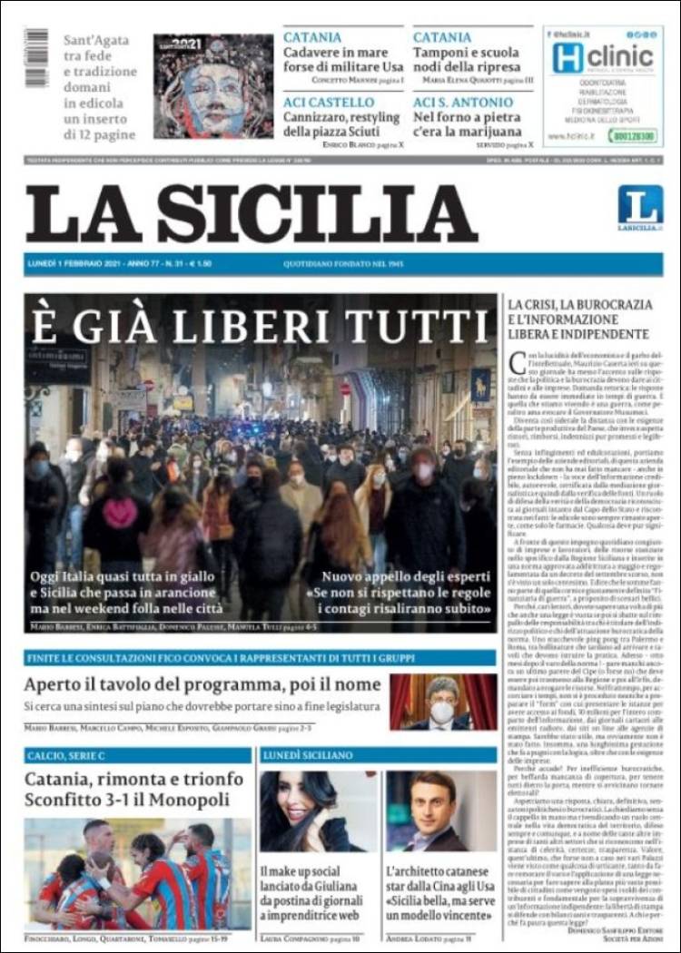 Portada de La Sicilia (Italia)