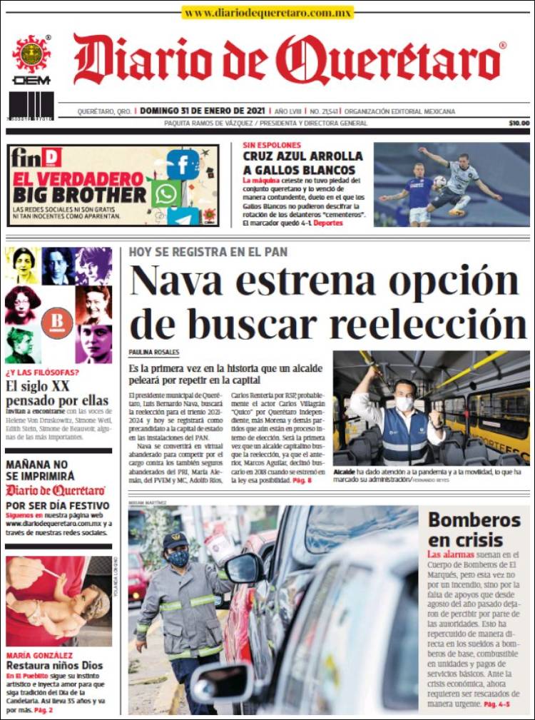 Portada de Diario de Querétaro (M&eacute;xico)